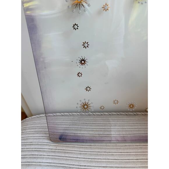 Vintage Glama Square Plate Atomic Starbursts in Metallic Gold Purple Edges - Picture 6 of 10